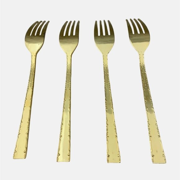 Towle Supreme Cutlery Japan TWS120-GOLD Gold Electroplate 4 Dinner Forks 7.25" - Picture 2 of 8
